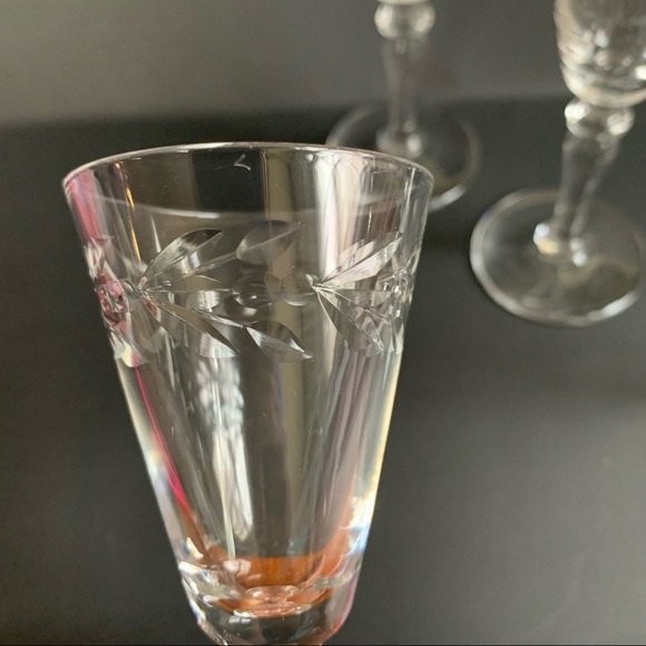Rock Sharpe etched Leaves & Berries Etched Crystal Cordial Liquor glassses - Picture 10 of 16